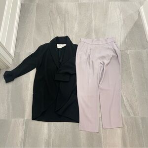 Aritzia Black Blazer and Lavender Pants Set